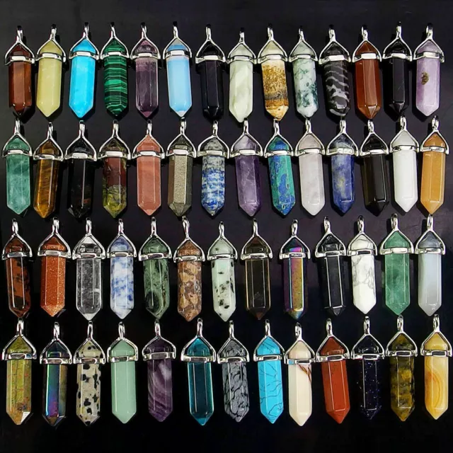Natural Quartz Crystal Healing Point Chakra Cut Gemstone Pendant Reiki Necklace^