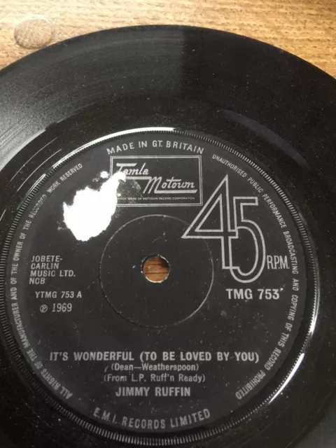 7" Single Vinyl 45 Tamla Motown Its Wonderful To Be Loved By You - Jimmy Ruffin