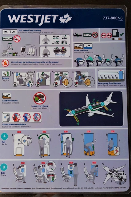 WestJet Boeing 737-800/-8 Safety Card