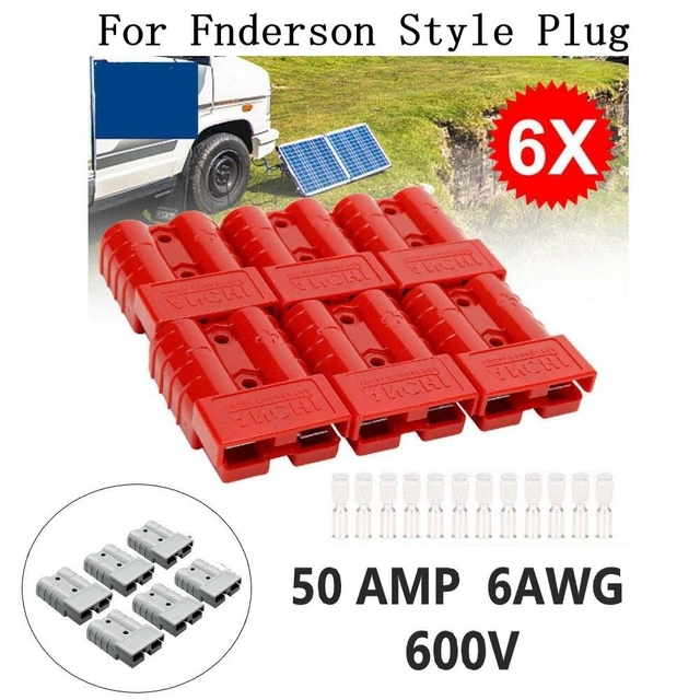 6x Connectors For Anderson Style Plug DC Power 50AMP Solar-Caravan 6AWG