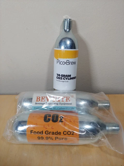 PicoBrew & BEV RITE 5/8 Thread 74 Gram CO2 Cartridges Lot of 3