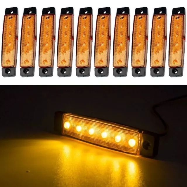 10X 6-LED 12V 24V LKW Seitenmarkierungsleuchte Begrenzungsleuchten Gelb Anhänger 2