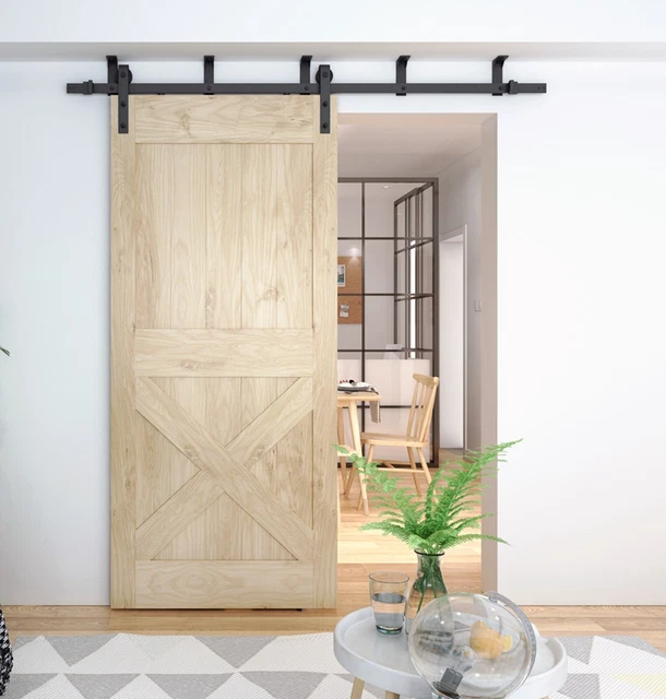 DIYHD Sliding Hardware Straight Roller Bracket Ceiling Mount Barn Door Track Kit