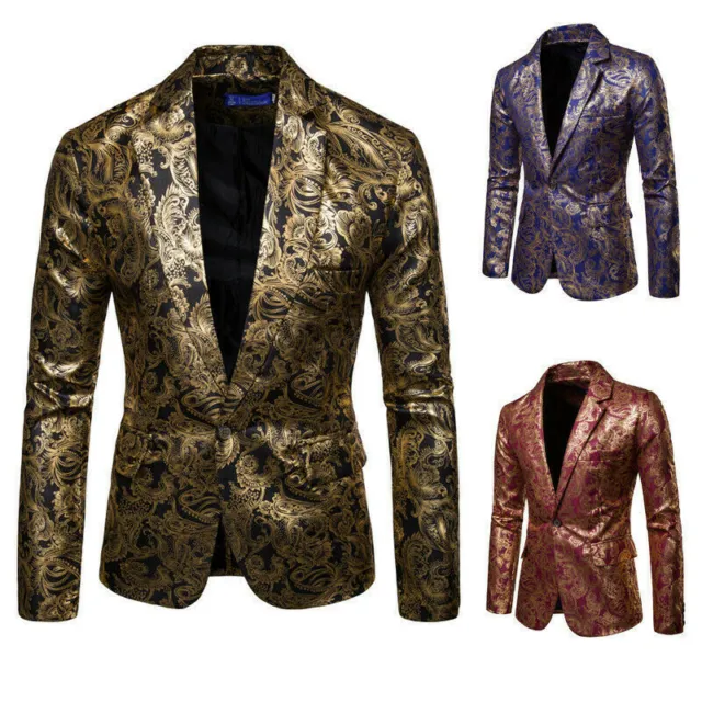 Men Jacket Coat  Formal Wedding Blazer Suit Printing Party Tuxedo Dinner Top