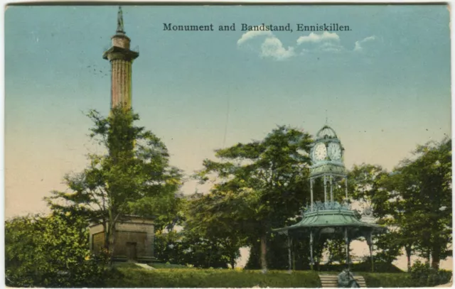 MONUMENT AND BANDSTAND, ENNISKILLEN - Co Fermanagh Postcard