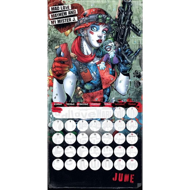 HARLEY QUINN 2024 Calendar Month To View Square Wall Calendar Official