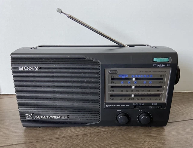 Sony Portable Radio - FM AM TV Sound Weather  ICF-34 - Vintage -Tested and Works