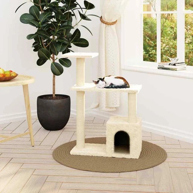 vidaXL Arbre à chat avec griffoirs en sisal Crème 70 cm