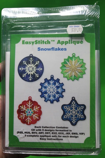 Aplique Dalco EasyStitch - COPOS DE NIEVE - Nuevo - 3 juegos para cada diseño
