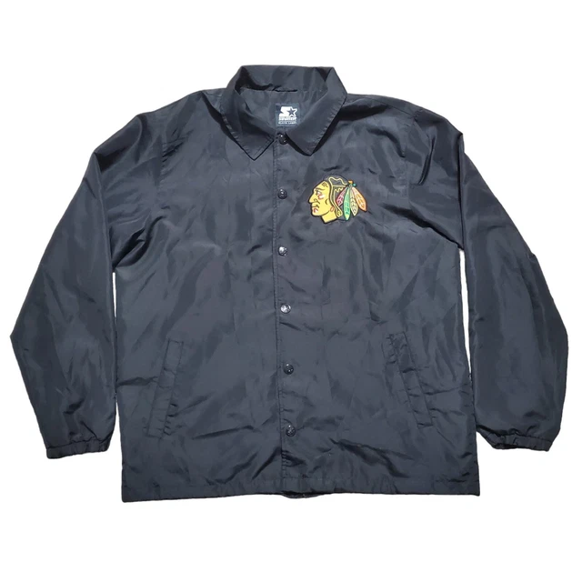 Starter Chicago Blackhawks Size XL Jacket Black Label Satin Black Draw String