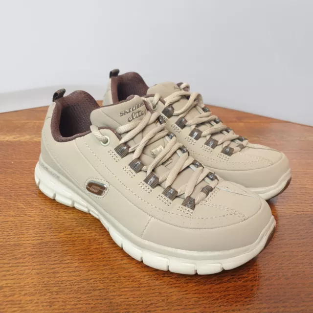 Sketchers Elite Synergy Trainers Sneakers Donna UK 2 Beige Memory Foam EU 35