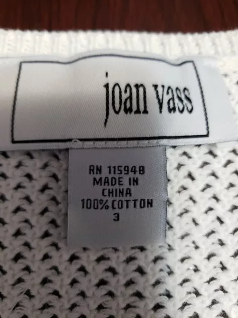 Joan Vass Womens Sleeveless V-neck Mesh Sweater White Sz 3 XL MSRP $285 NWT 2