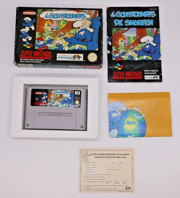 Jeux Super Nintendo Snes Les Schtroumpfs The Smurfen complet En Boîte FAH