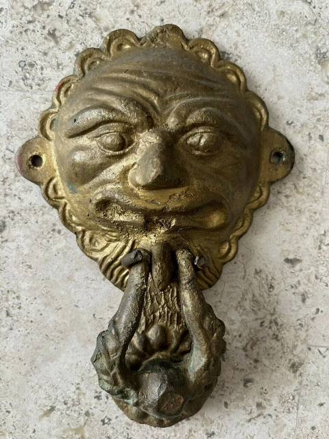 Antique Mexico 1910 Devil Gargoyle Sun Face Architectural Salvage Doorknocker