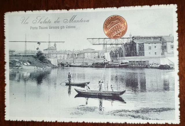 Cartolina d'epoca paesag Italia Lombardia Mantova Porto Nuova Genova già Catena