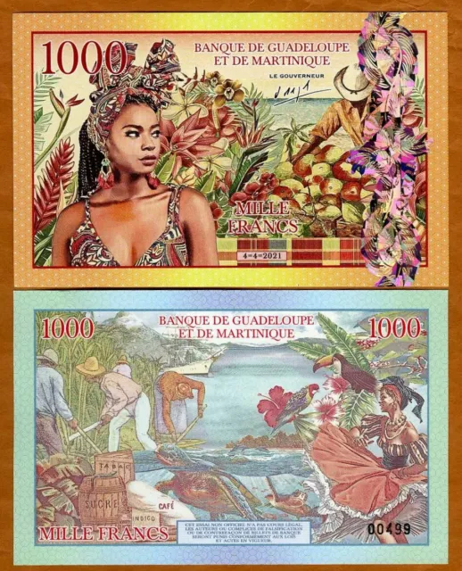 Guadeloupe Martinique, 1000 Francs, 2021 Private Issue Fantasy Polymer