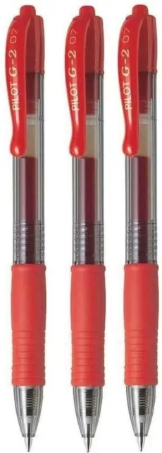 Lot de 3 stylos bille PILOT G2 07 encre gel Rouge