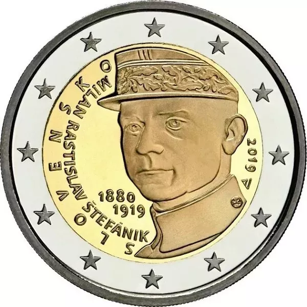 2 Euro Slowakei 2019 - Milan Rastislav Štefánik Gedenkmünze Stefanik