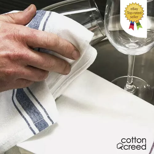 Tea Towels 100% Cotton Bar Glass Dish Cloths Pack Catering Kitchen Restaurant