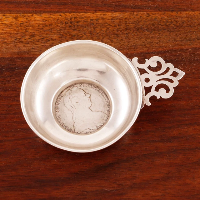 American Sterling Silver Small Porringer Bowl 1 Thaler Maria Theresia Coin