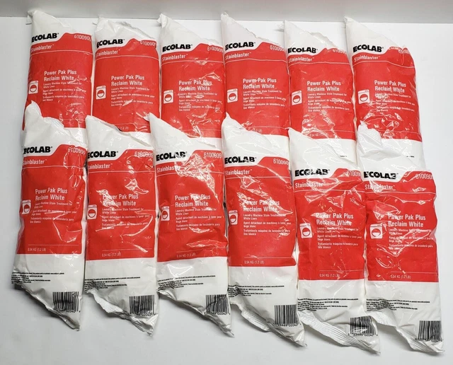 Ecolab StainBlaster **CASE 12 BAGS** Power Pak Plus Reclaim White 1.2 lb 6100909