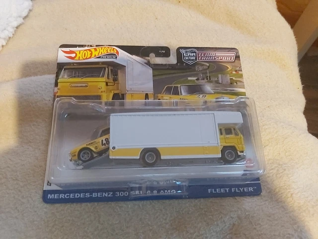 Hot Wheels Car Culture Team Transport - Mercedes-Benz 300 SEL 6.8 AMG & Fleet Flyer Hauler