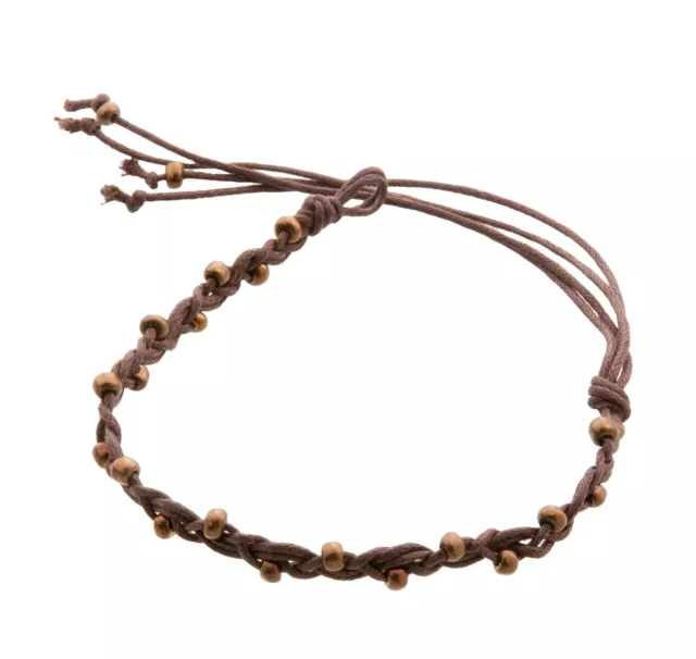 Bracelet brésilien amitié fil tresse avec perles Charme marron T 8118