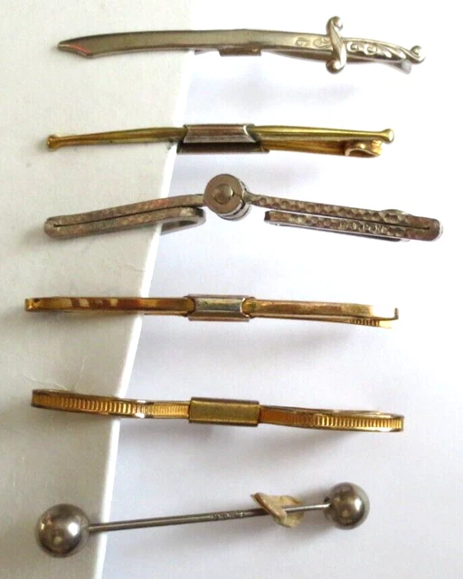 Vintage Lot 6 Collar Stays - Great Designs - Sword - Swank / Anson / Pat Pend