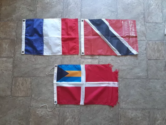 Vintage Marine Boat Ships Signal Flags lot 3 with Stripes