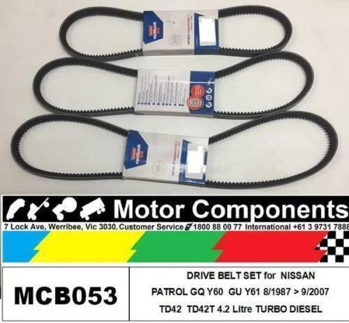 FAN DRIVE V BELT SET for NISSAN PATROL GQ Y60 GU Y61 TD42 - Main Image