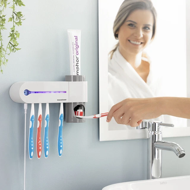 Sterilizzatore spazzolino UV con supporto e dispenser dentifricio Smiluv InnovaGoo