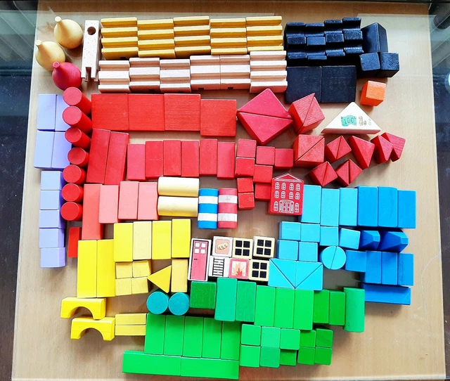 XXL Holzbauklötze Holzbausteine Paket 163 Stück Bunt