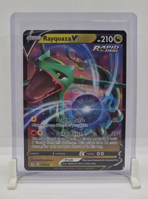 Rayquaza V Holo / Shiny Pokemon TCG Card 110/203 Evolving Skies 2021 NEAR MINT