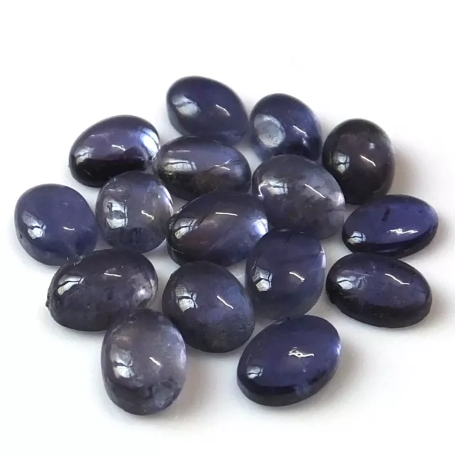 Iolite Ovale Cabochons Desseré Gemme 8x6 MM Naturel 28 Pièces en Gros Lot 39