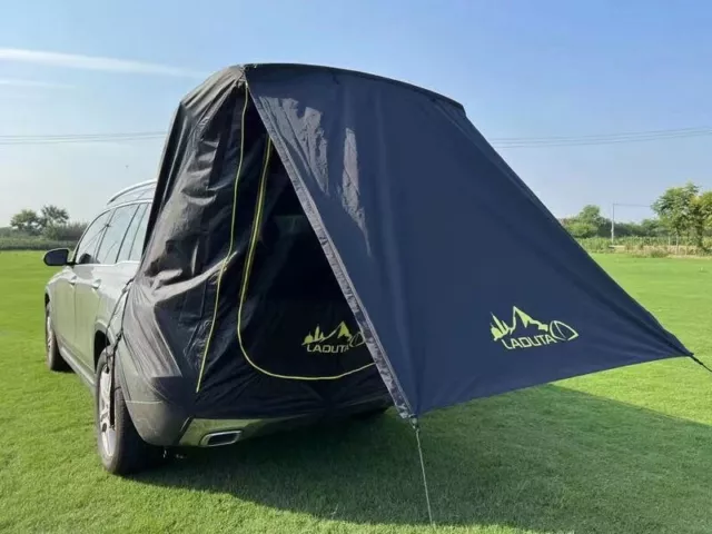 Portable Camping Car Trunk Tent SUV Awning Shelter Rear Sunshade Canopy Black