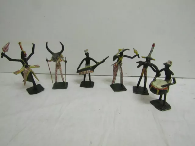 ensemble de 6 statue africaine en metal aluminium