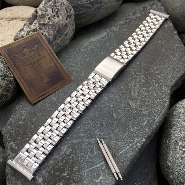 5/8" 10k White Gold-Filled Speidel USA Corsair Premium 1950s Vintage Watch Band