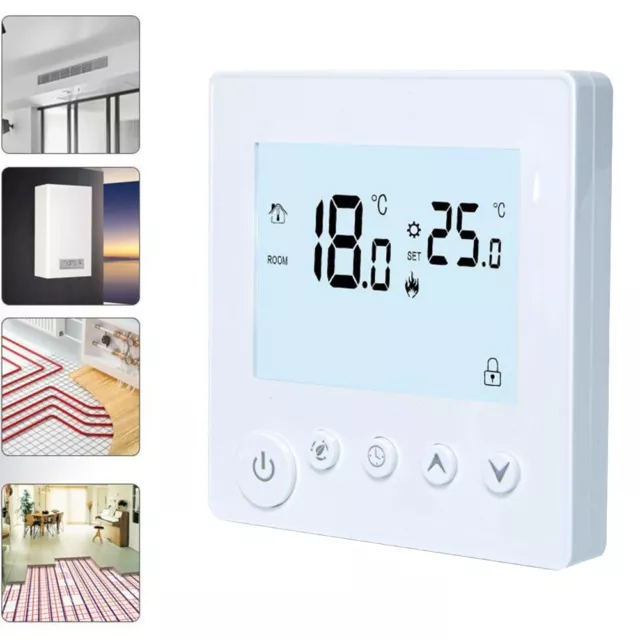 Thermostat numérique blanc DEL gamme d'affichage précise pour le chauffage par