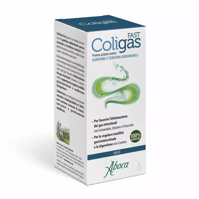 Aboca ColiGas Fast - Gocce Integratore contro Gonfiore Tensioni Addominali, 75ml