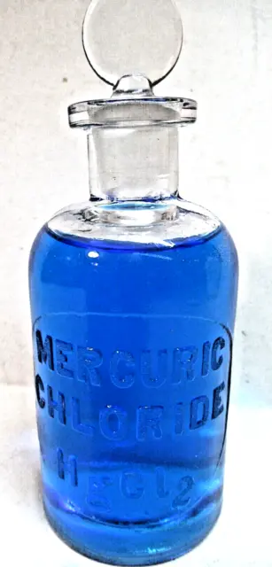 Rare Reagent /Apothecary Whitall Tatum Mercuric Chloride Bottle w/Stopper 1890s