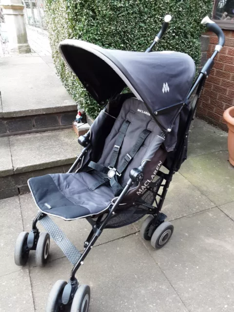 Maclaren techno xt stroller, baby buggy, reclining pushchair in black - VGC