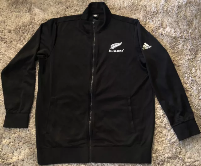 038 Authentic New Zealand All Blacks Zip Track Top Jacket Adidas Mens L VGC