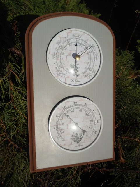 Station Météo En Bois – Marron – Thermomètre Et Baromètre – Neuf Fabriqué En France