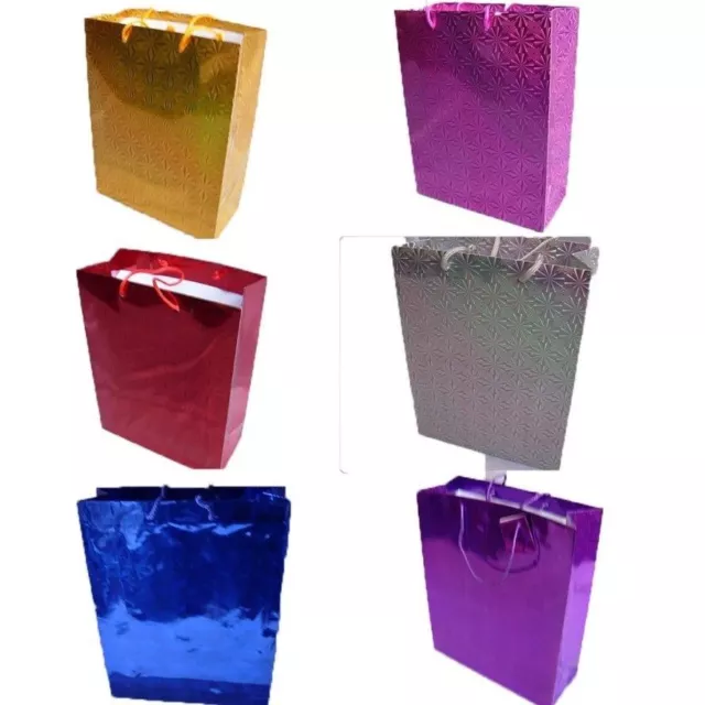 Large Shiny Paper Carrier Present Gift Bags Christmas Wedding Birthday 32X 26cm