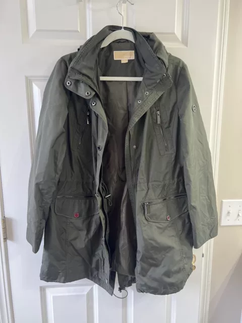 Michael Kors Women's Large olive green Hooded rain Jacket