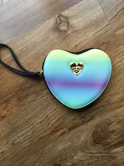 Betsey Johnson LUV Betsey HEART Shape Coin Purse Wristlet Bright Colors ￼Cute