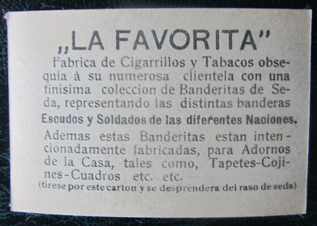 Cigarette Silks Card Ww1 Saxony La Favorita Soldiers & Flag ORIGINAL BACK 2