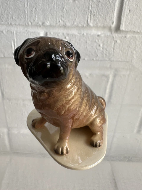 Hagen Renaker Miniature figurine  Pedigree Line Pug Dog on Ceramic Base