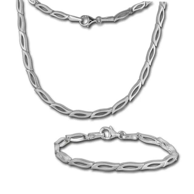 SilberDream Collier & Armband Blütenblatt Silber Schmuck Set für Damen SDS428