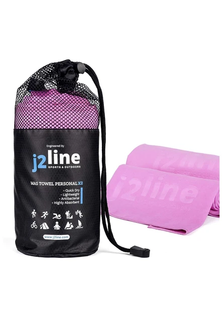 Line A Set of 2 Compact Fast Drying Antibacterial Microfiber Towels with Free